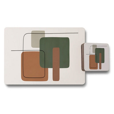 B&Q -  Geometric Abstract Placemat And Coaster Set For Modern Tables