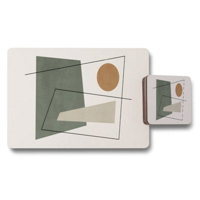 B&Q -  Abstract Geometric Placemat And Coaster Set For Modern Table