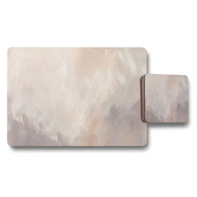 Benjamin Tate Design Abstract Marble Placemat And Coaster Set In Blush Pink from B&Q