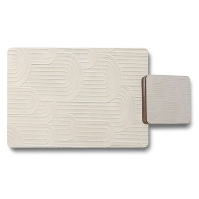 B&Q -  Cream Geometric Placemats And Coaster Set For Dining Tables