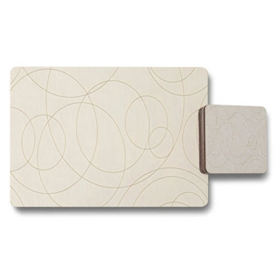Benjamin Tate Design Beige Placemats And Coasters Set With Abstract Circular Pattern from B&Q