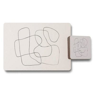 Benjamin Tate Design Modern Abstract Line Art Placemat And Coaster Set Bundle from B&Q