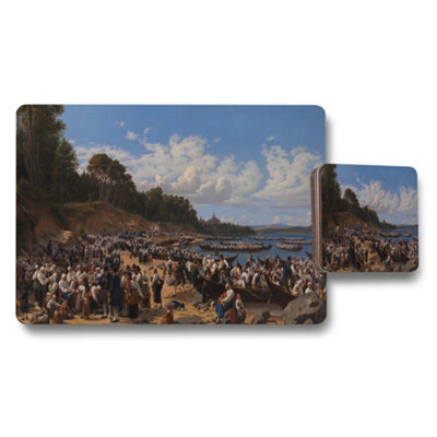 Benjamin Tate Design Historic Riverfront Crowd Placemats And Coasters Set Artwork from B&Q