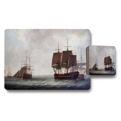 B&Q -  Nautical Vintage Sailing Ship Placemat And Coaster Set