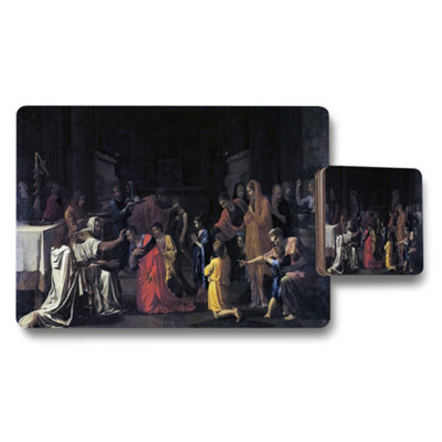 B&Q -  Biblical Scene Placemat And Coaster Set With Dark Interior Artwork