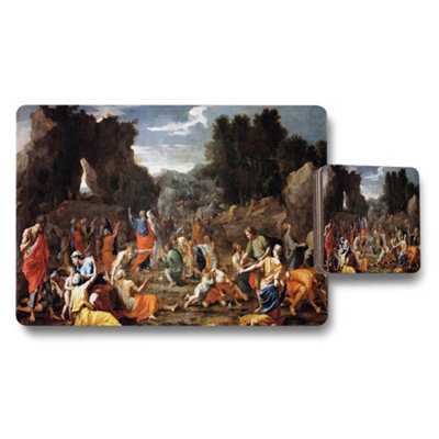 B&Q -  Classic Painting Placemats And Coaster Set For Dining Table Decor