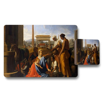 B&Q -  Religious Nativity Theme Placemat Coaster Set Artwork