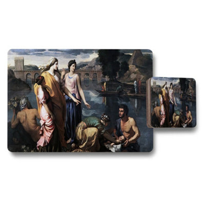B&Q -  Classical Art Placemat And Coaster Set With Scenic River Scene