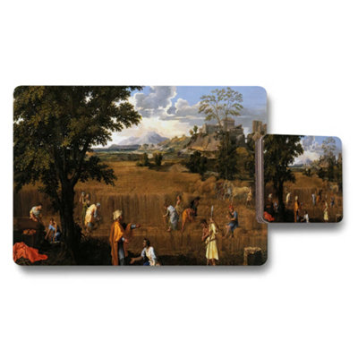 Benjamin Tate Design Placemat And Coaster Set Featuring Classic Harvest Landscape Painting from B&Q