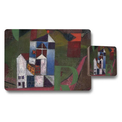 B&Q -  Abstract Cityscape Placemat And Coaster Set For Dining Table Decor