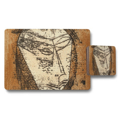 B&Q -  Abstract Mona Lisa Inspired Placemat And Coaster Set