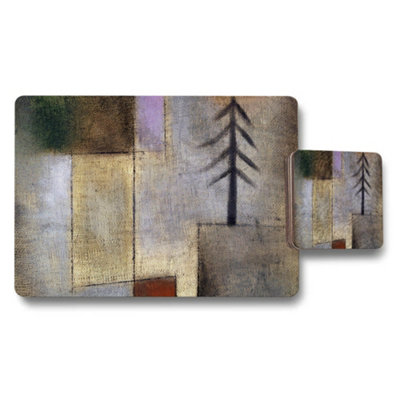 Benjamin Tate Design Abstract Geometric Landscape Placemat And Coaster Set from B&Q