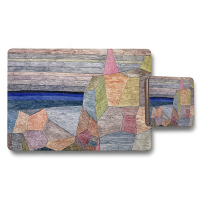 B&Q -  Geometric Stone Pattern Placemat And Coaster Set For Dining Table