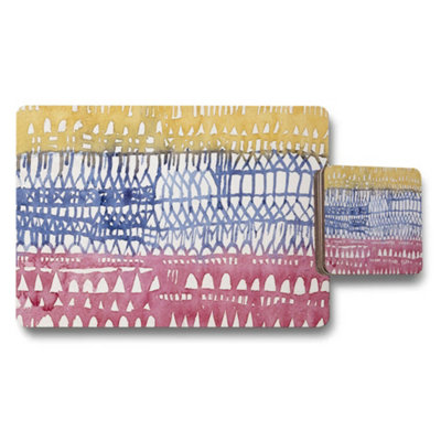 Benjamin Tate Design Colorful Abstract Placemat And Coaster Set With Multicolor Striped Design from B&Q