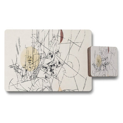 Benjamin Tate Design Abstract Line Art Placemat And Coaster Set For Dining Table from B&Q