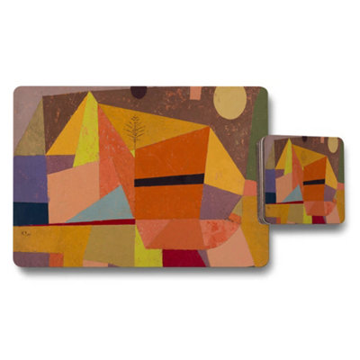 Benjamin Tate Design Colorful Abstract Geometric Placemats And Coaster Set from B&Q