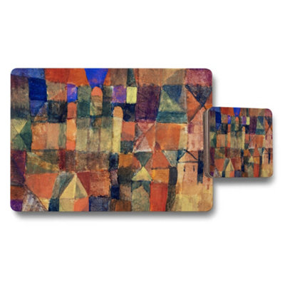 B&Q -  Abstract Geometric Placemat And Coaster Set In Colorful Blocks