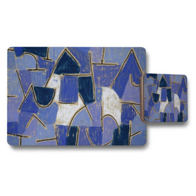 B&Q -  Blue Abstract Geometric Placemats And Coasters Set