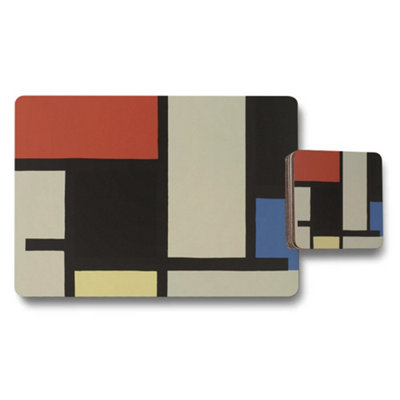 Benjamin Tate Design Abstract Geometric Placemats And Coaster Set Mondrian Style from B&Q