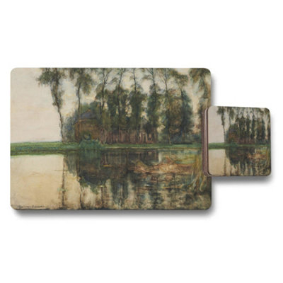 B&Q -  Impressionist Lake Scene Placemat And Coaster Set Decorative