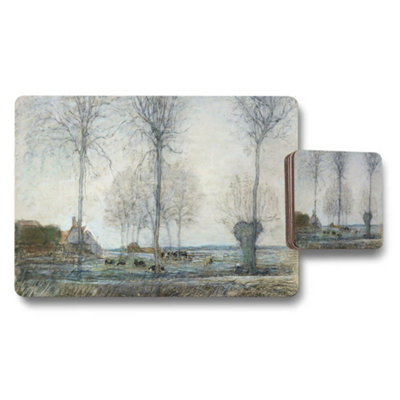 B&Q -  Impressionist Landscape Placemat And Coaster Set With Trees