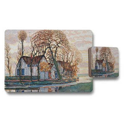 Benjamin Tate Design Impressionist Riverside Village Placemats And Coasters Set from B&Q