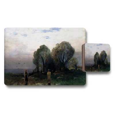 B&Q -  Landscape Placemat And Coaster Set With Tree Scene Artwork