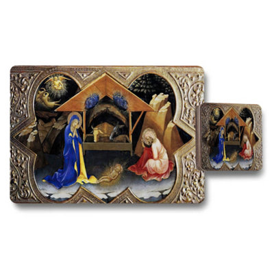 B&Q -  Nativity Scene Placemat And Coaster Set With Ornate Frame