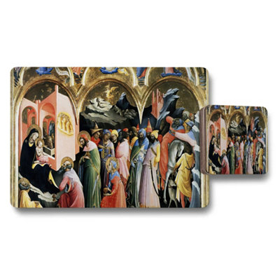 Benjamin Tate Design Religious Art Adoration Of The Magi Placemat And Coaster Set from B&Q