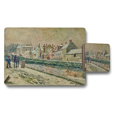 B&Q -  Impressionist Village River Scene Placemats And Coaster Set