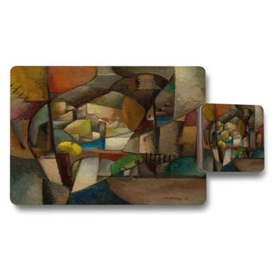 Benjamin Tate Design Abstract Cubist Landscape Placemats And Coasters Set from B&Q
