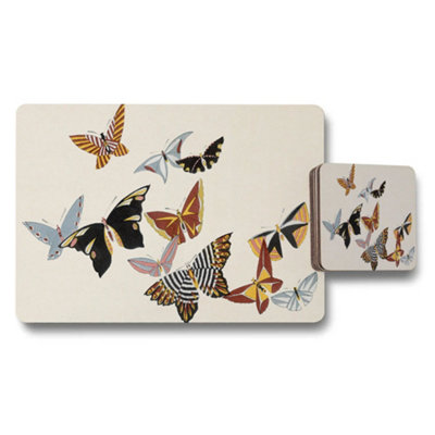 Benjamin Tate Design Butterfly Placemats And Coaster Set With Colorful Butterflies from B&Q
