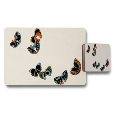 Benjamin Tate Design Butterfly Themed Placemat And Coaster Set For Dining Table from B&Q