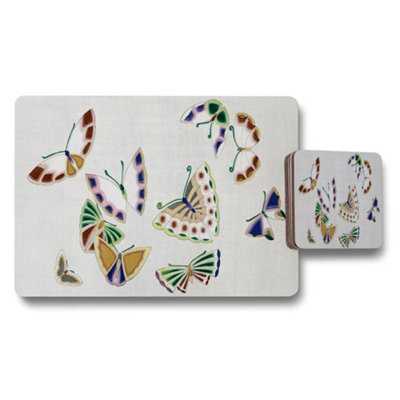 B&Q -  Butterfly Design Placemat And Coaster Set For Kitchen Decor