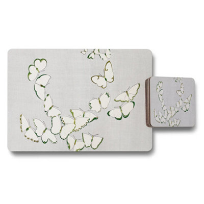 B&Q -  Butterfly Themed Placemats And Coaster Set For Dining Table