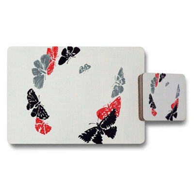 Benjamin Tate Design Butterfly Placemats And Coaster Set With Multicolor Prints from B&Q