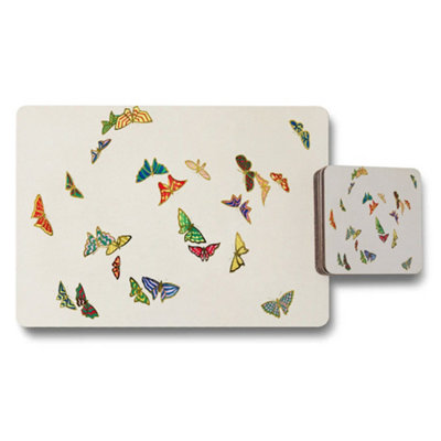 B&Q -  Butterfly Themed Placemats And Coaster Set With Colorful Wings