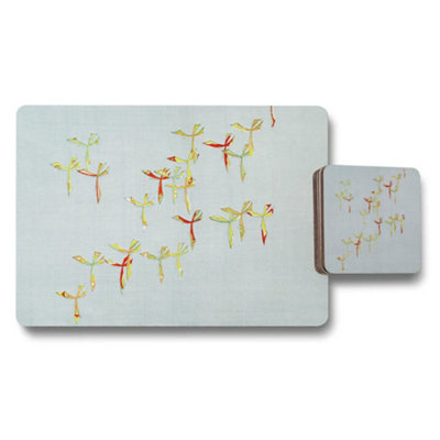 B&Q -  Colorful Abstract Figure Placemat And Coaster Set For Dining Decor