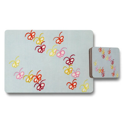 B&Q -  Colorful Butterfly Motif Placemat And Coaster Set For Tables