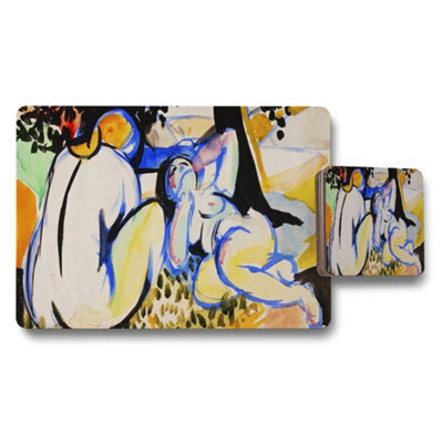 Benjamin Tate Design Abstract Figure Artwork Placemat And Coaster Set For Dining from B&Q