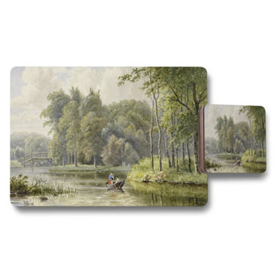 B&Q -  Nature Scene Placemat And Coaster Set River Landscape Artwork
