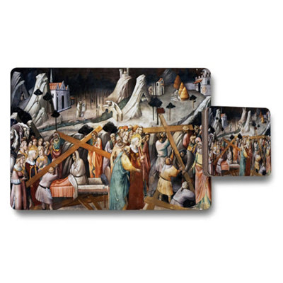 Benjamin Tate Design Religious Placemat And Coaster Set Featuring The Crucifixion Artwork from B&Q