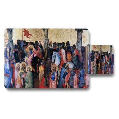 B&Q -  Religious Medieval Crowd Scene Placemat And Coaster Set