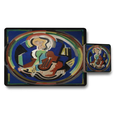 Benjamin Tate Design Abstract Art Placemat And Coaster Set With Circular Swirl Design from B&Q