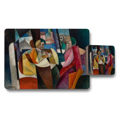 B&Q -  Abstract Cubist Placemats And Coasters Set For Modern Dining Room