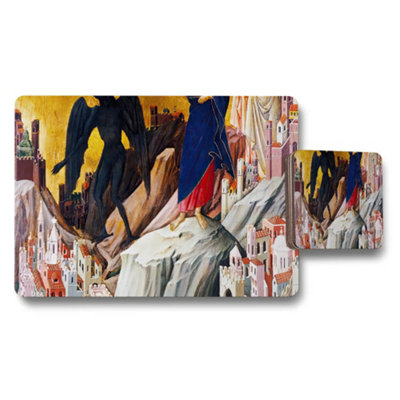 Benjamin Tate Design Surreal Cityscape Placemat And Coaster Set For Dining Decor from B&Q
