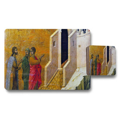 Benjamin Tate Design Religious Art Placemat And Coaster Set With Classical Fresco Design from B&Q