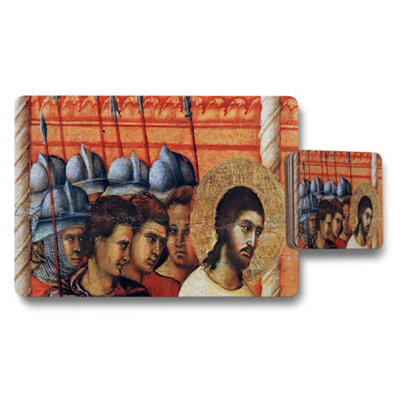 B&Q -  Religious Jesus Portrait Placemat Coaster Set With Sacred Art