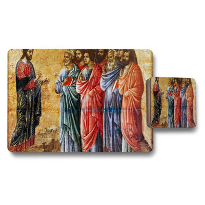 B&Q -  Religious Placemats And Coaster Set Featuring Jesus And Apostles Artwork