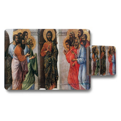 Benjamin Tate Design Jesus And Apostles Religious Art Placemat And Coaster Set from B&Q